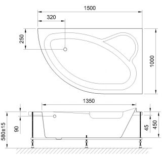 Гидромассажная ванна Royal Bath Alpine Standart 150x100см правая белый RB819100ST-R